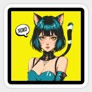 cute anime cat girl Sticker